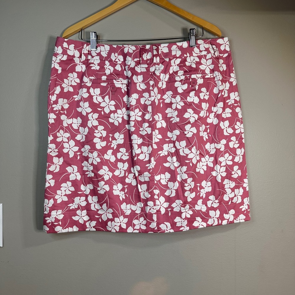 Ann Taylor Pink White Floral Cotton Pencil Skirt Womens 16 Career Summer Casual - Picture 5 of 7